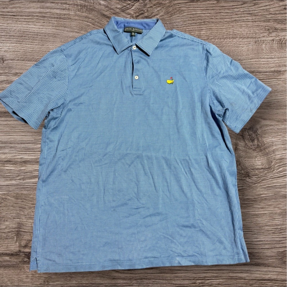 Clubhouse Collection Masters Mens Shirt XXL Blue Short Sleeve Golf Polo